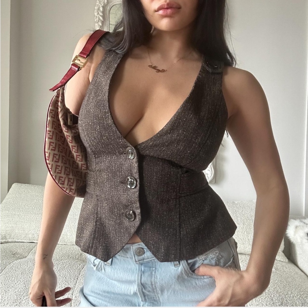 Dynamite Dark Brown Sleeveless Vest Top